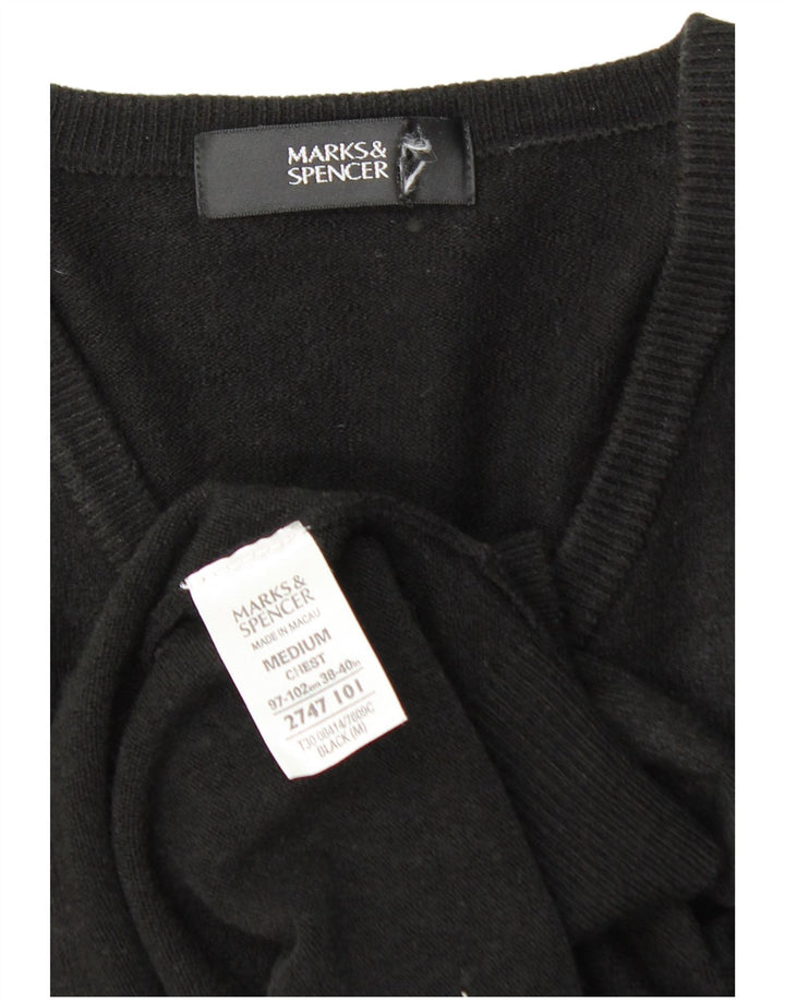 MARKS & SPENCER Herre V-hals sweater Medium Sort Akryl