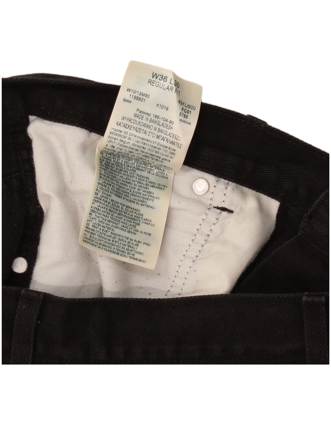 Wrangler Herre Regular Fit Straight Jeans W36 L30 Sort Bomuld