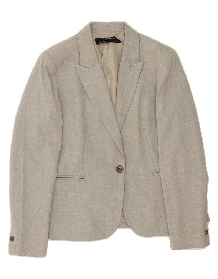 ZARA Womens 1 Button Blazer Jacket EU 42 Large Grey Polyester Vintage Zara and Second-Hand Zara from Messina Hembry 