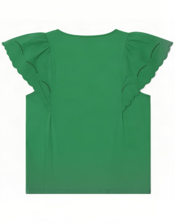 Marks & Spencer Womens Blouse Top UK 16 Large Green Floral Cotton