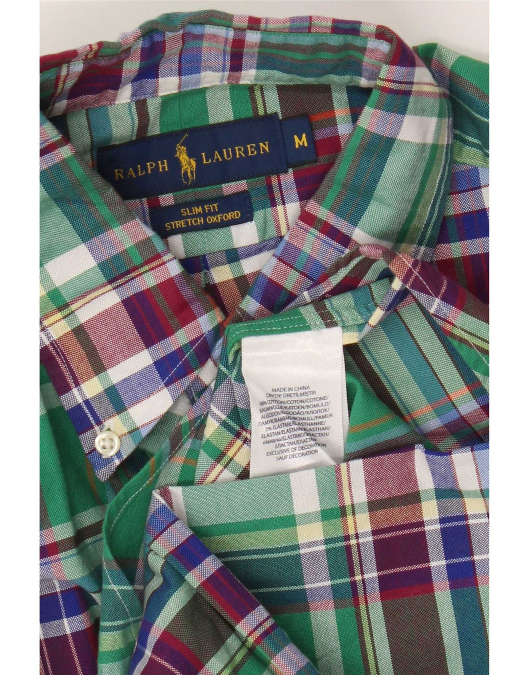 Ralph Lauren Herre Slim Fit skjorte mellemgrøn ternet bomuld