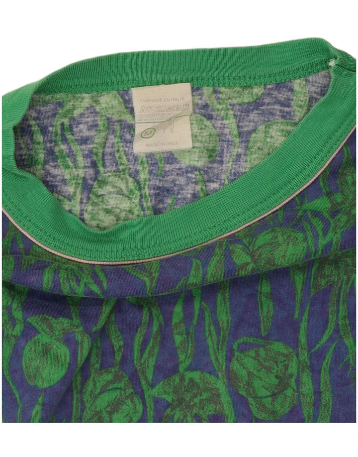 American System Herre T-Shirt Top Medium Grøn Blomster Bomuld