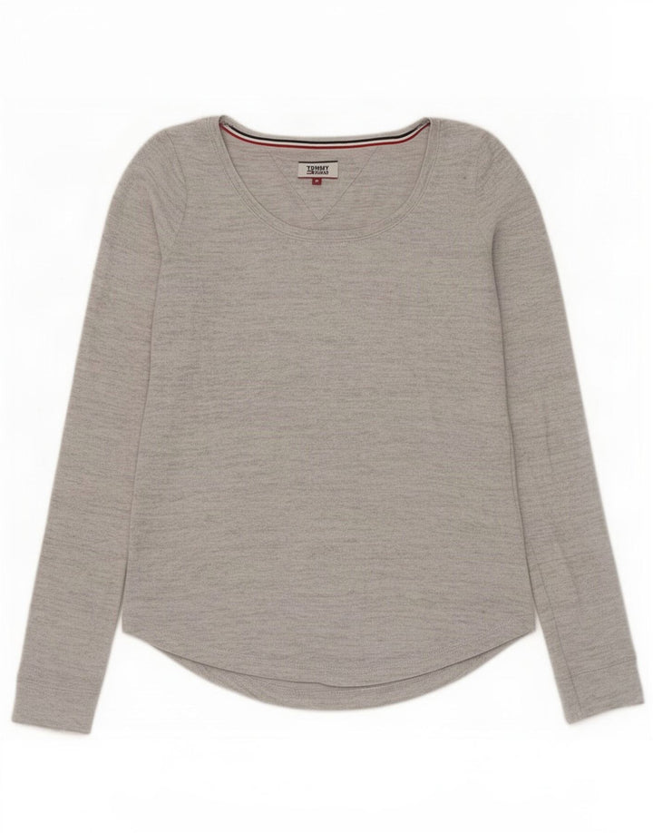 Tommy Hilfiger Dame Top Langærmet UK 12 Medium Grå Flecked