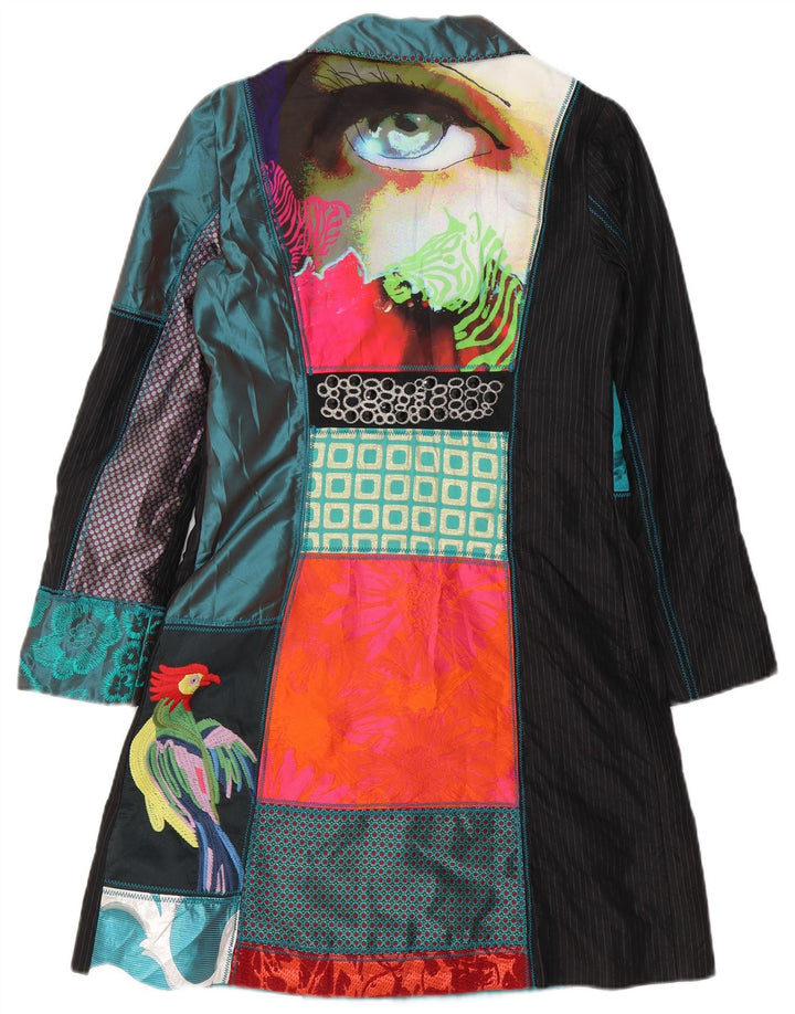 Desigual Kvinders Grafisk Overfrakke EU 40 Medium Flerfarvet Patchwork