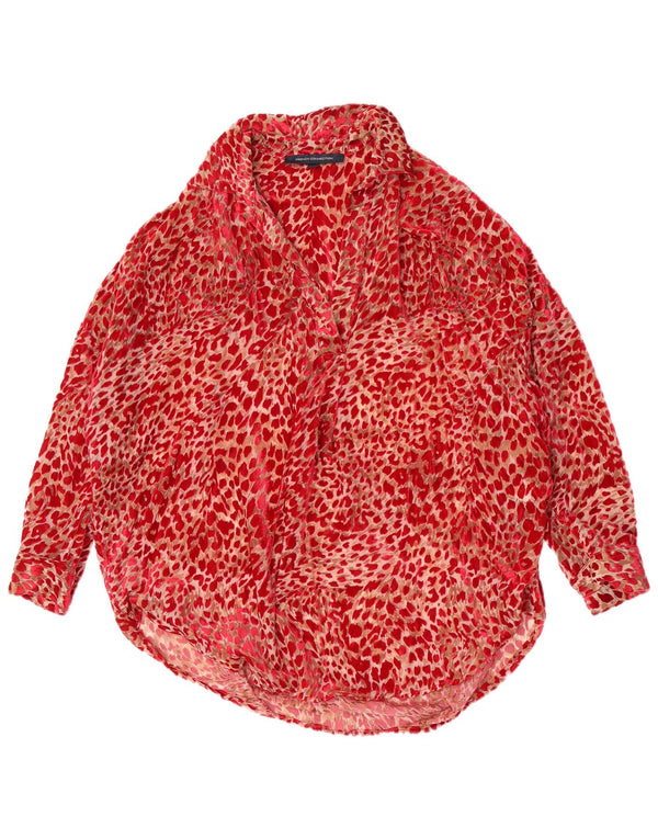 French Connection Dame Oversized skjortebluse UK 6 XS Red Animal Print