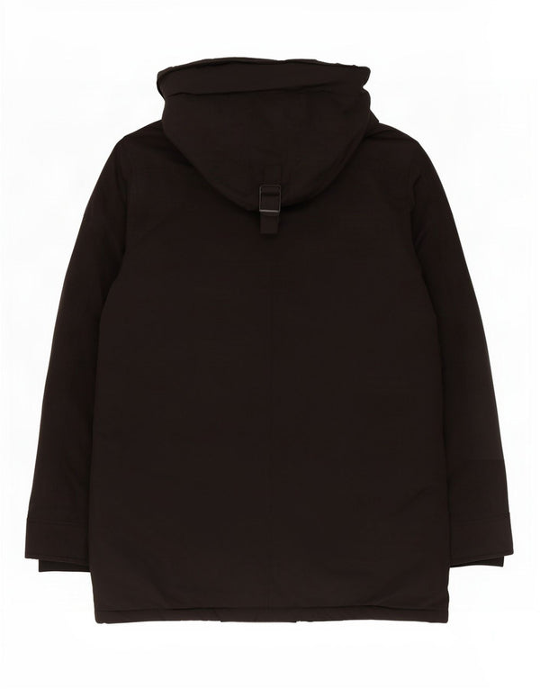 Zara Mens Hooded Padded Coat UK 38 Medium Black Polyester