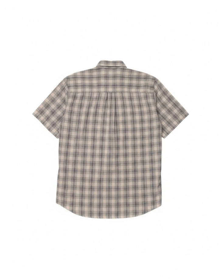 A.W.DUNMORE Mens Short Sleeve Shirt Size 39/40 Medium White Check Cotton