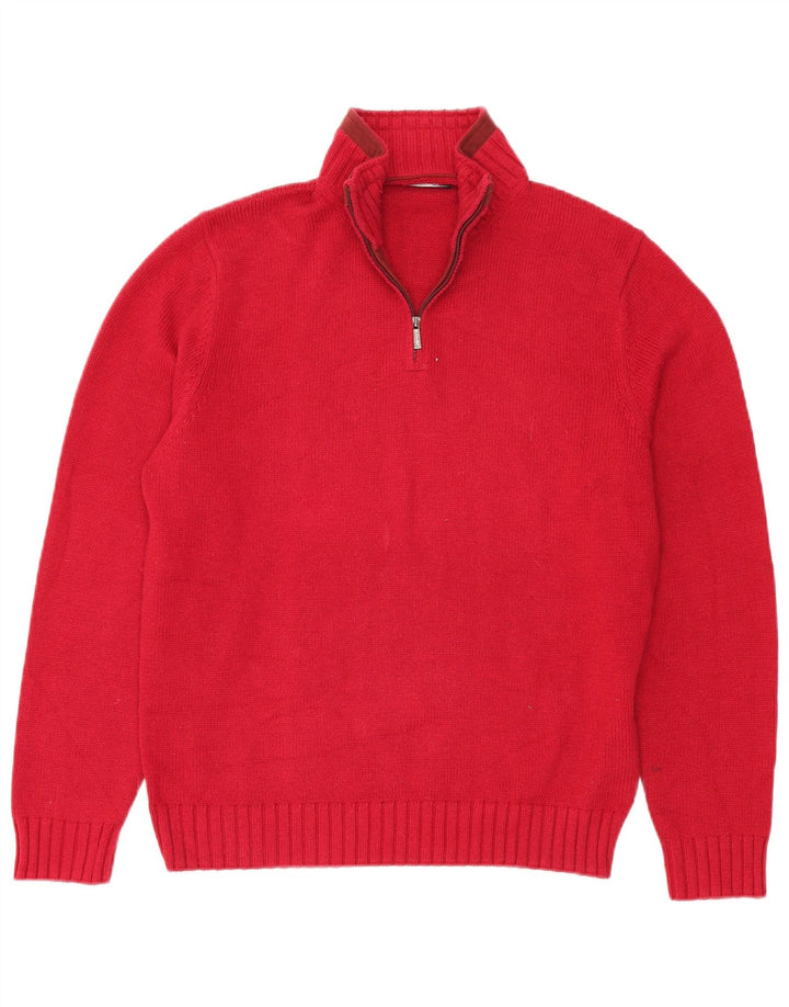 Massimo Dutti Herre Zip Neck Jumper Sweater XL Rød Bomuld