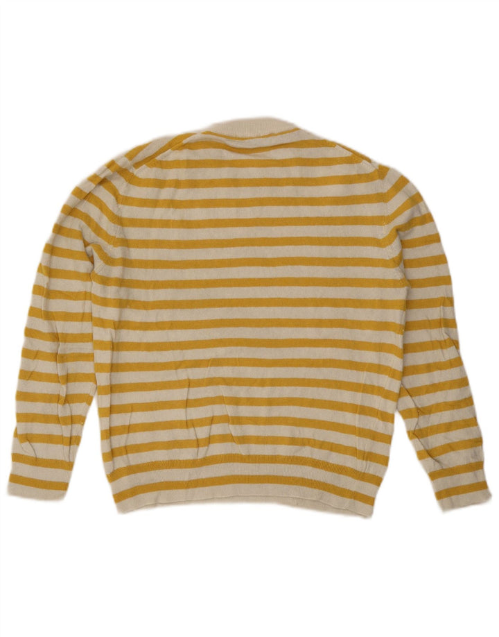Zara sweater med rund hals til kvinder UK 14 Medium gul stribet polyamid