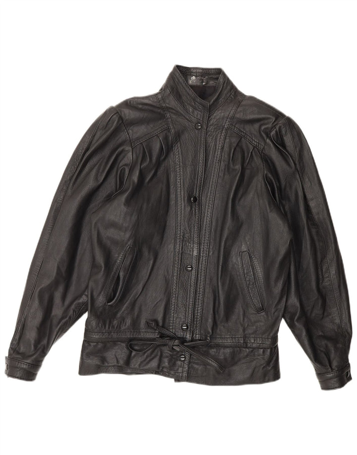 Vintage læderjakke til kvinder UK 14 Medium sort læder