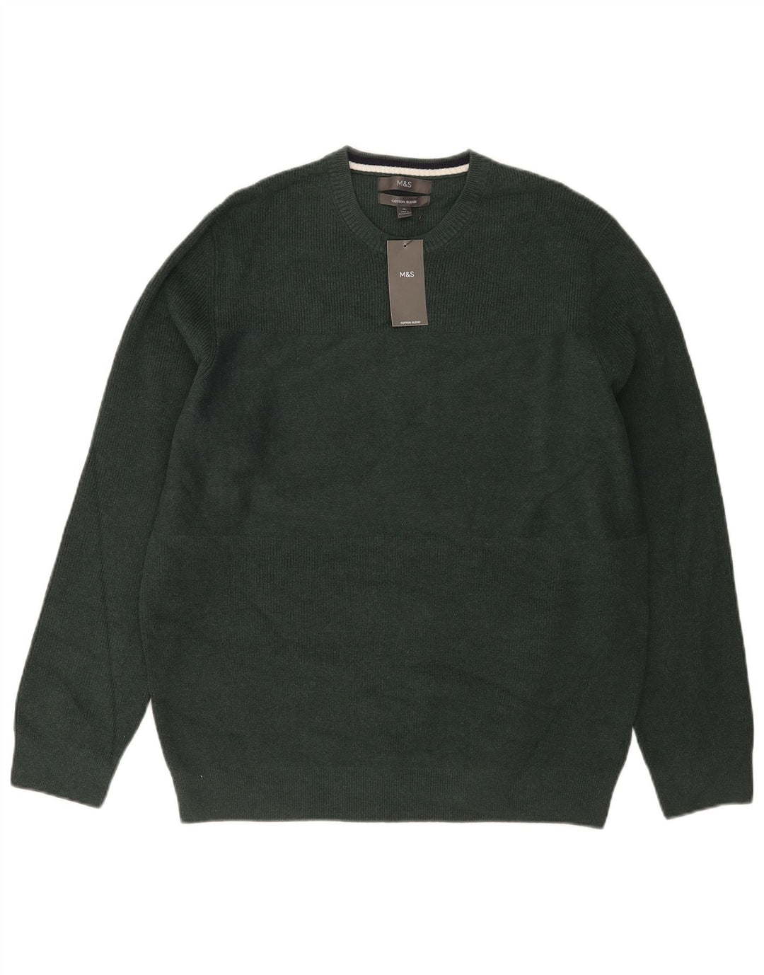 Marks & Spencer Herre sweater med rund hals XL Grøn polyester