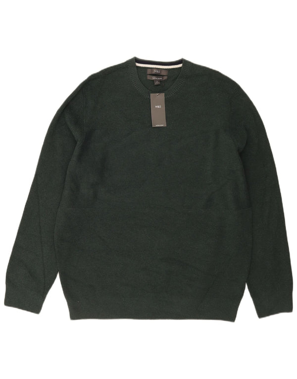 Marks & Spencer Herre sweater med rund hals XL Grøn polyester
