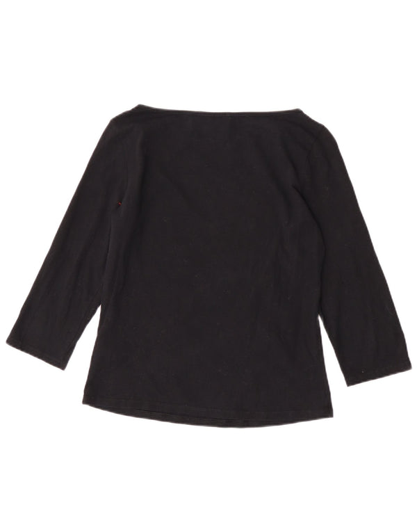 Marks & Spencer Dame Crop Top 3/4 ærmer UK 12 Medium Sort Bomuld