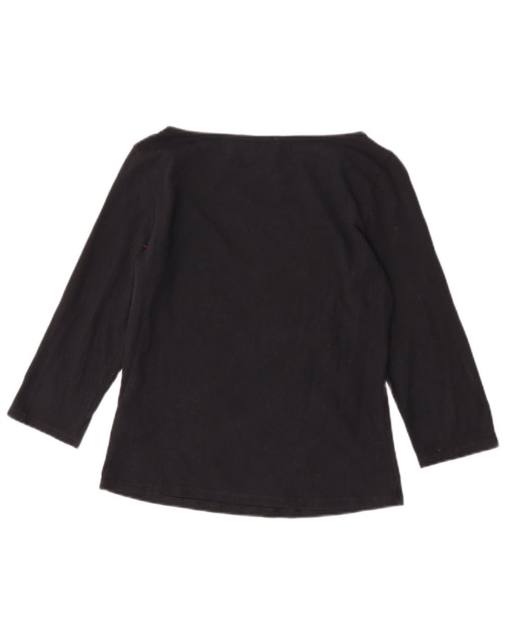 Marks & Spencer Dame Crop Top 3/4 ærmer UK 12 Medium Sort Bomuld