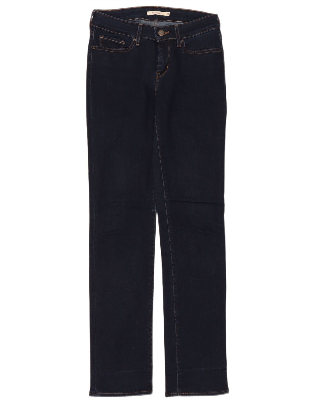 LEVI'S Dame 714 Straight Jeans W27 L32 Marineblå Bomuld