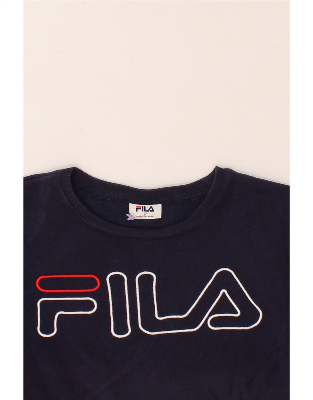 FILA Boys Graphic Sweatshirt Jumper 11-12 Years Navy Blue Cotton Vintage Fila and Second-Hand Fila from Messina Hembry 