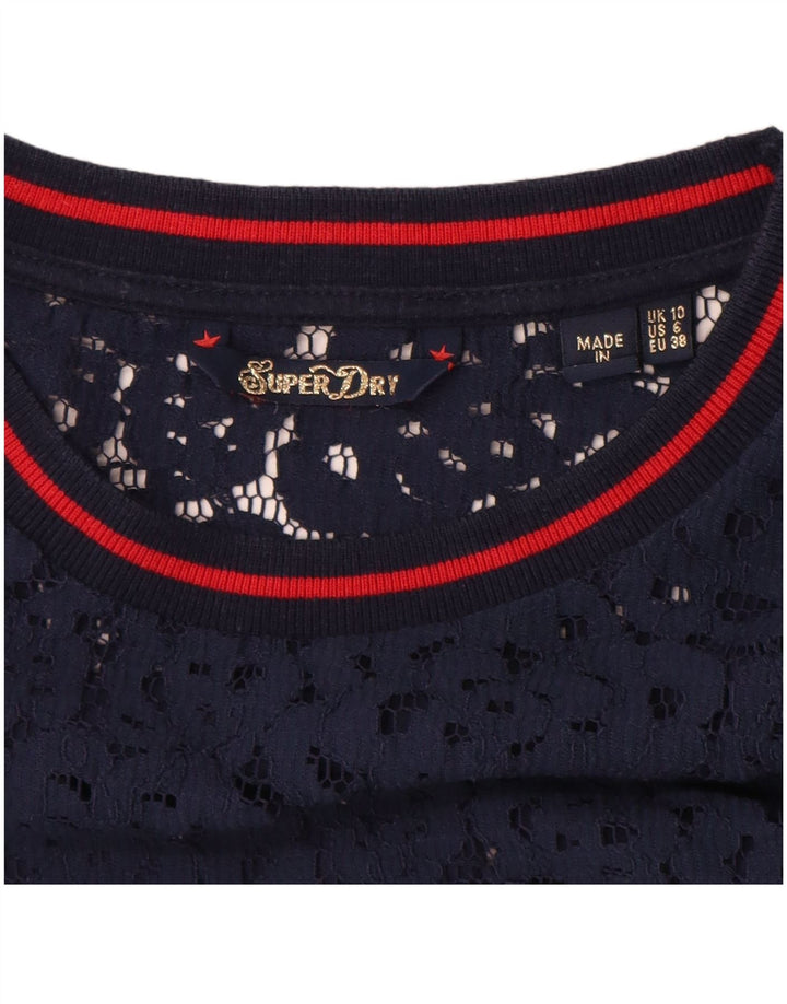 Superdry Dame Oversized grafisk top Langærmet UK 10 Small Navy Blue