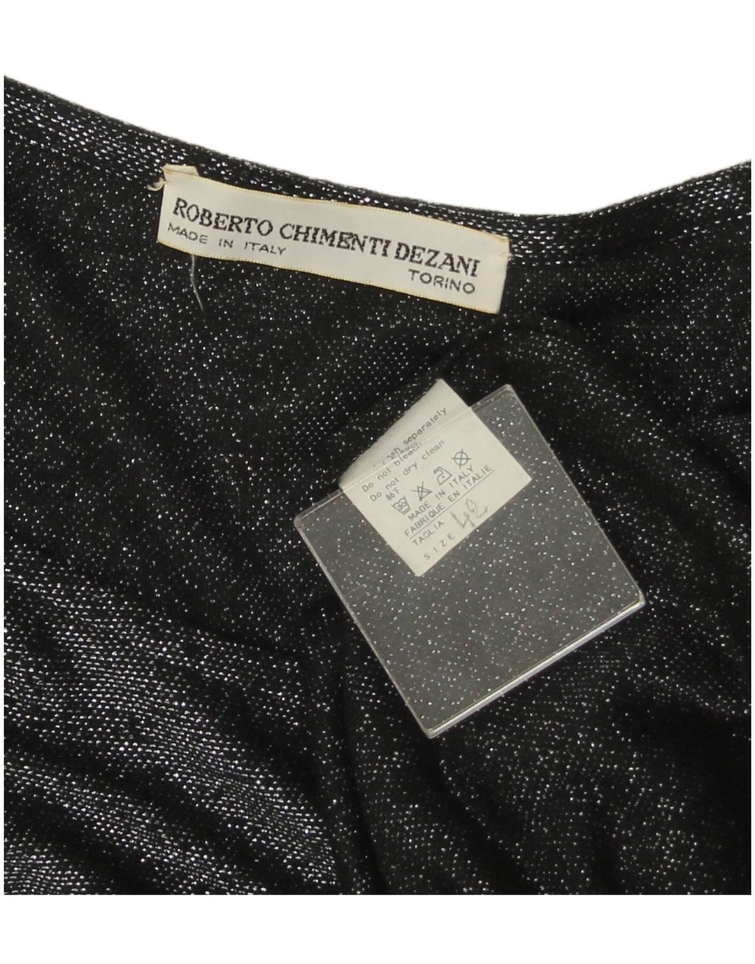 VINTAGE Langærmet Damebluse Top IT 42 Medium Black Floral Viscose