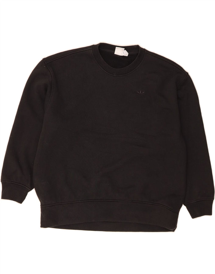 ADIDAS Womens Oversized Sweatshirt Jumper UK 8/10 Small Black Cotton Vintage Adidas and Second-Hand Adidas from Messina Hembry 