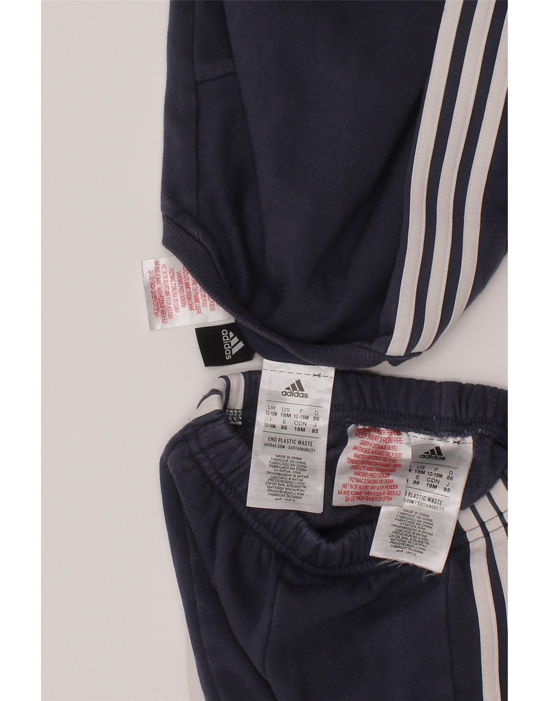 ADIDAS Baby Boys Grafisk hel træningsdragt 12-18 måneder Navy Blue Colourblock