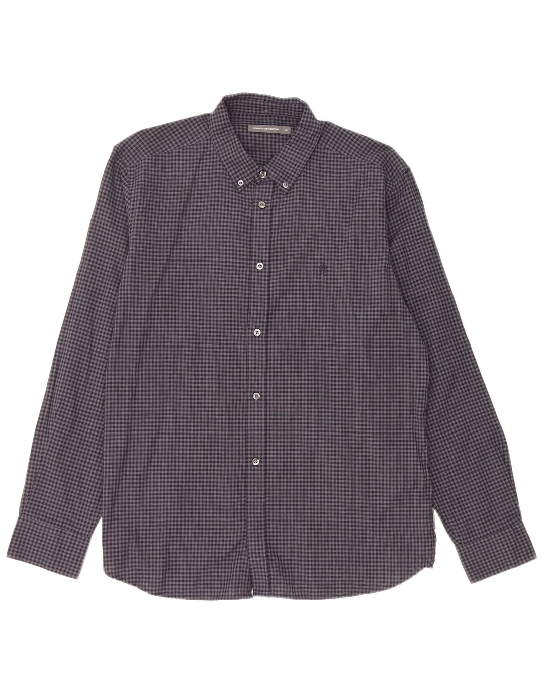French Connection Herreskjorte XL Marineblå Gingham Cotton