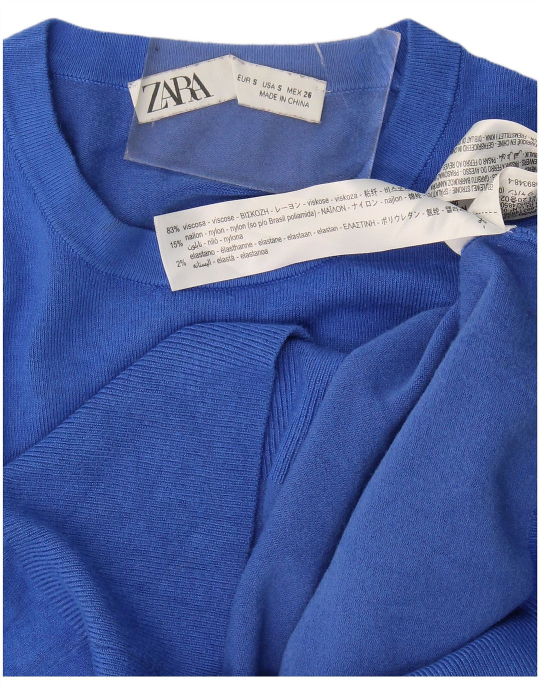 Zara Dame sweater med rund hals DK 10 Small Blue Viscose