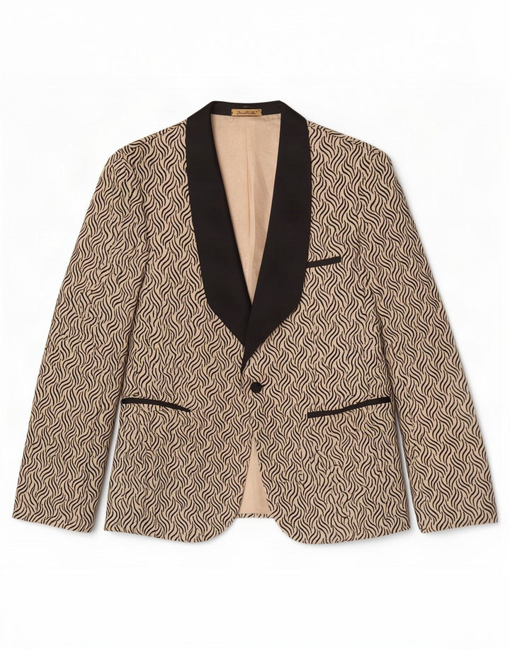 Daniel Gallotti Dame 1 Knap Blazer Jakke IT 50 XL Beige Geometrisk