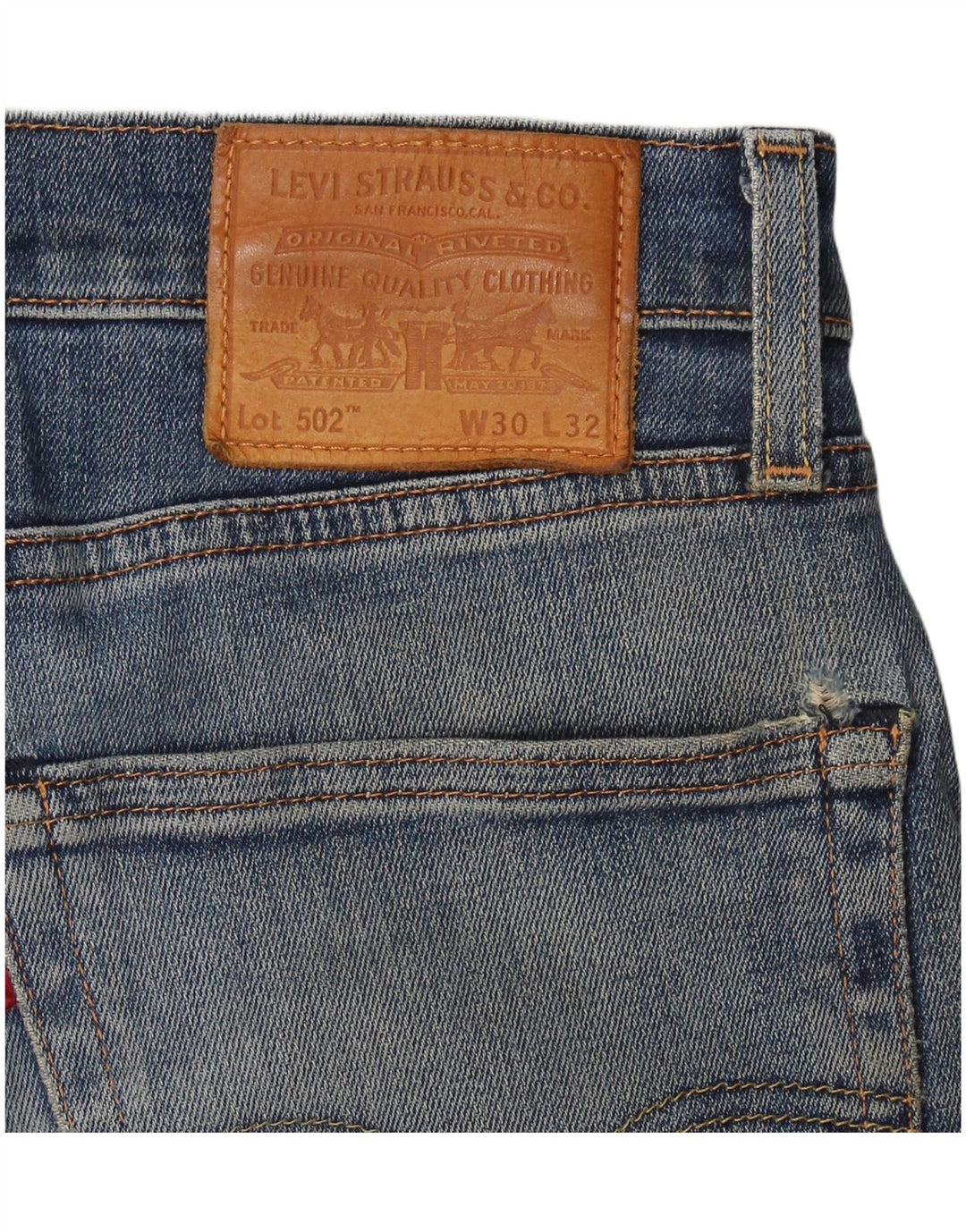 Levi's Herre 502 Distressed Tapered Jeans W30 L32 Blå bomuld