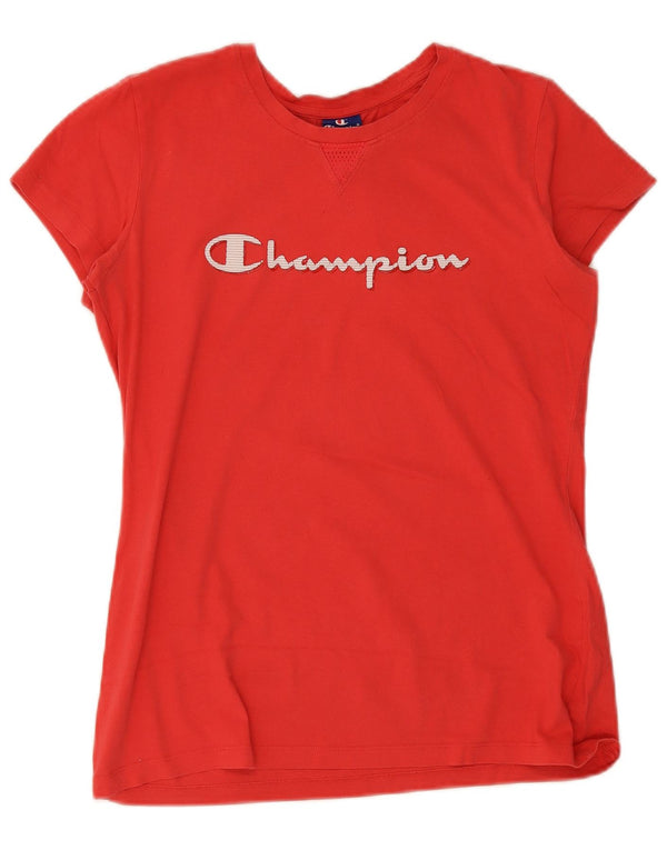 Champion Dame Grafisk T-Shirt Top UK 14 Stor Rød