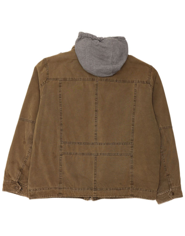 LEVI'S Herre Militær denim Sherpa-jakke med hætte UK 42 XL Khaki Bomuld