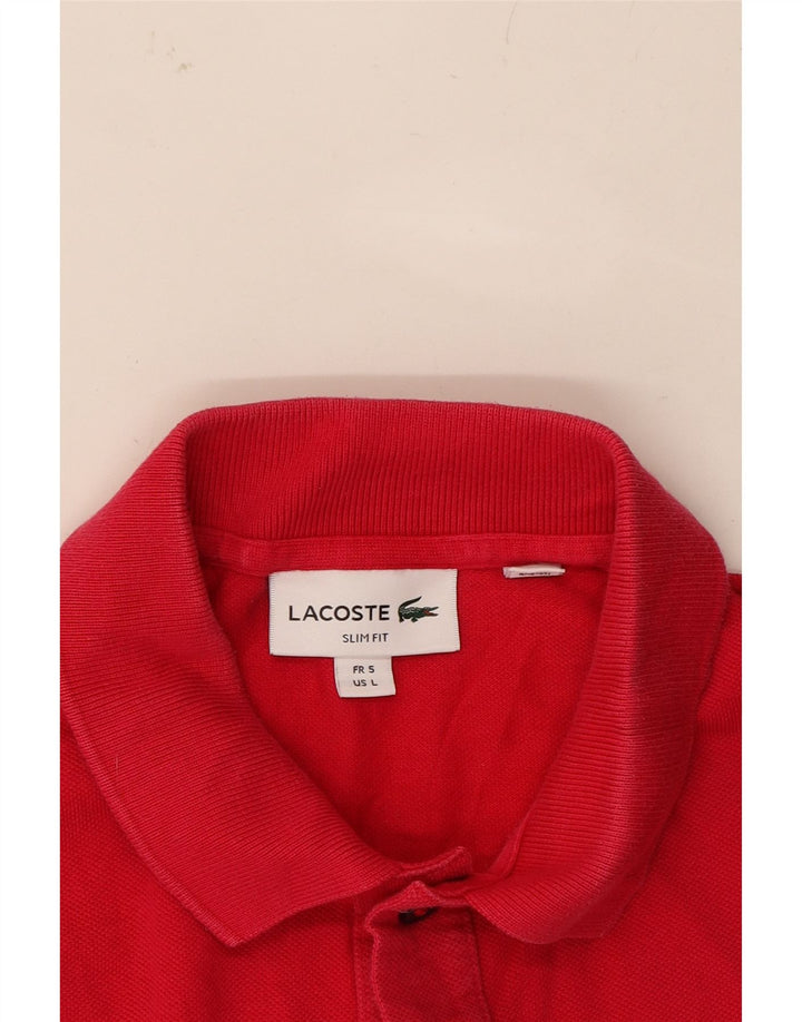 LACOSTE Mens Slim Fit Polo Shirt Large Red Cotton Vintage Lacoste and Second-Hand Lacoste from Messina Hembry 