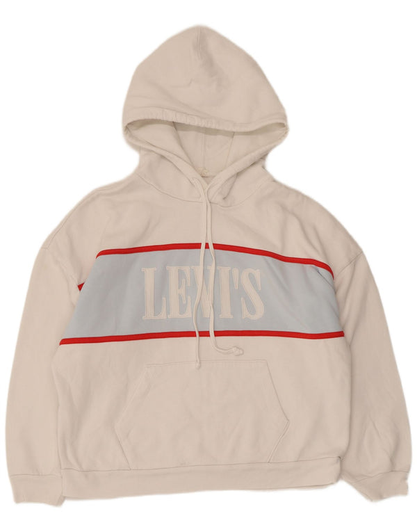 Levi's Grafisk Oversized Hoodie Jumper UK 10 Small White Colourblock