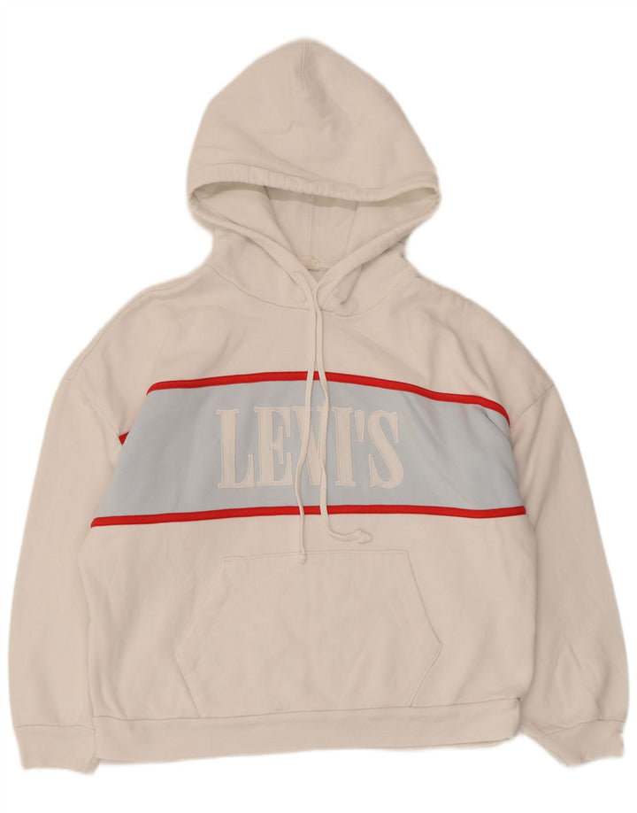Levi's Grafisk Oversized Hoodie Jumper UK 10 Small White Colourblock