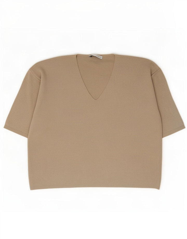 Zara Dame Oversized Bluse Top UK 16 Large Beige
