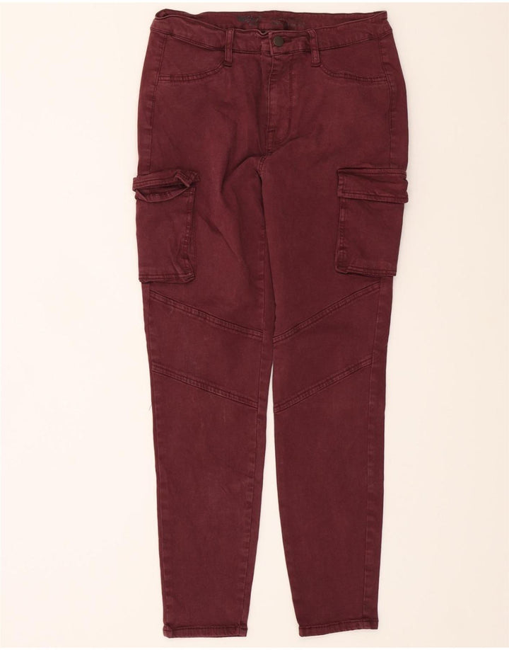 MOSSIMO Womens Mid Rise Cargo Trousers US 10 Large W30 L27 Burgundy Vintage Mossimo and Second-Hand Mossimo from Messina Hembry 