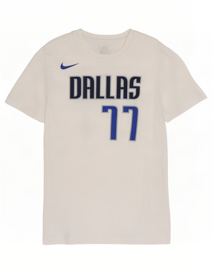 Nike Herre Dallas Mavericks Grafisk T-Shirt Top Medium Hvid Bomuld