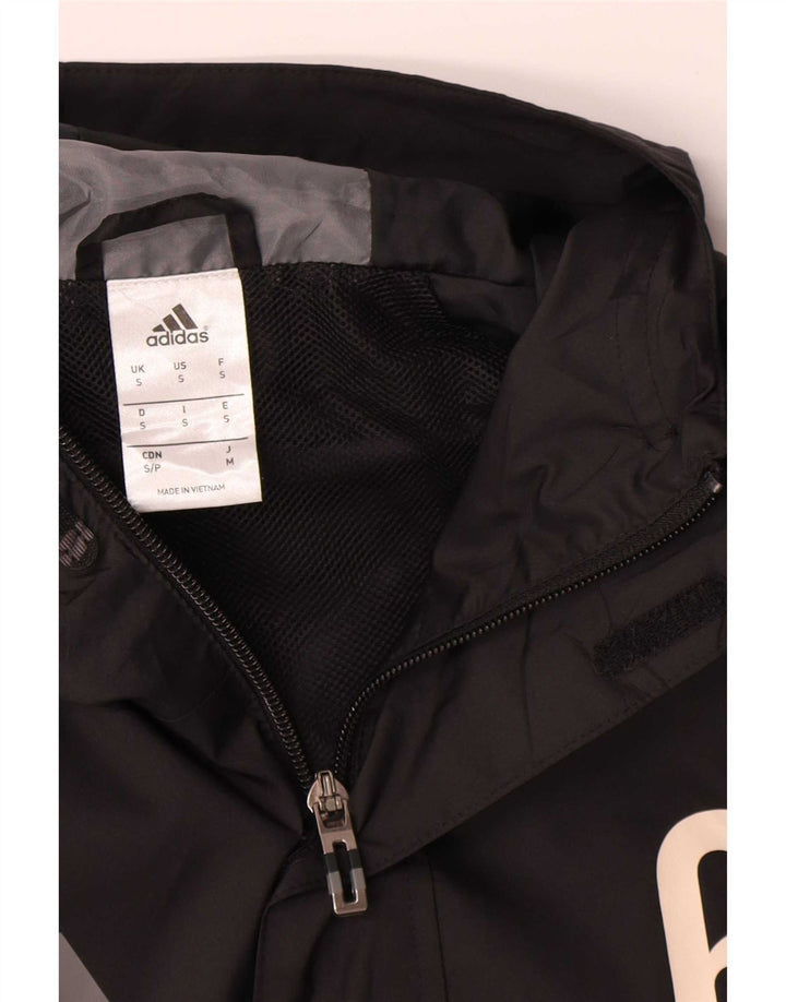 Adidas Herre grafisk regnjakke med hætte UK 36 Lille sort polyester