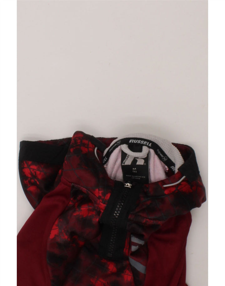 RUSSELL ATHLETIC Boys Hoodie Jumper 7-8 Years Medium  Maroon Colourblock Vintage Russell Athletic and Second-Hand Russell Athletic from Messina Hembry 