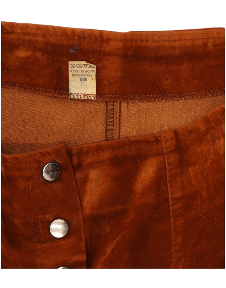 Vintage dame velour mininederdel W24 XS brun polyamid