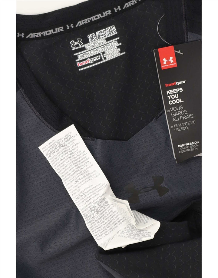 Under Armour Herre Compression T-Shirt Top 2XL Grå Colourblock Polyester