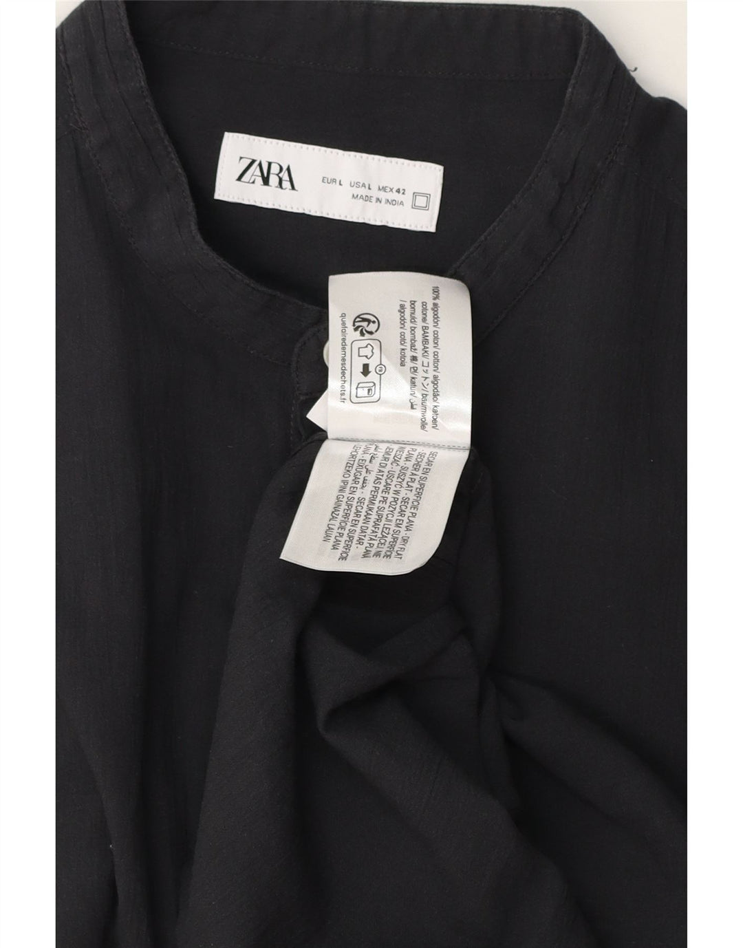 ZARA Mens Shirt Large Black Cotton