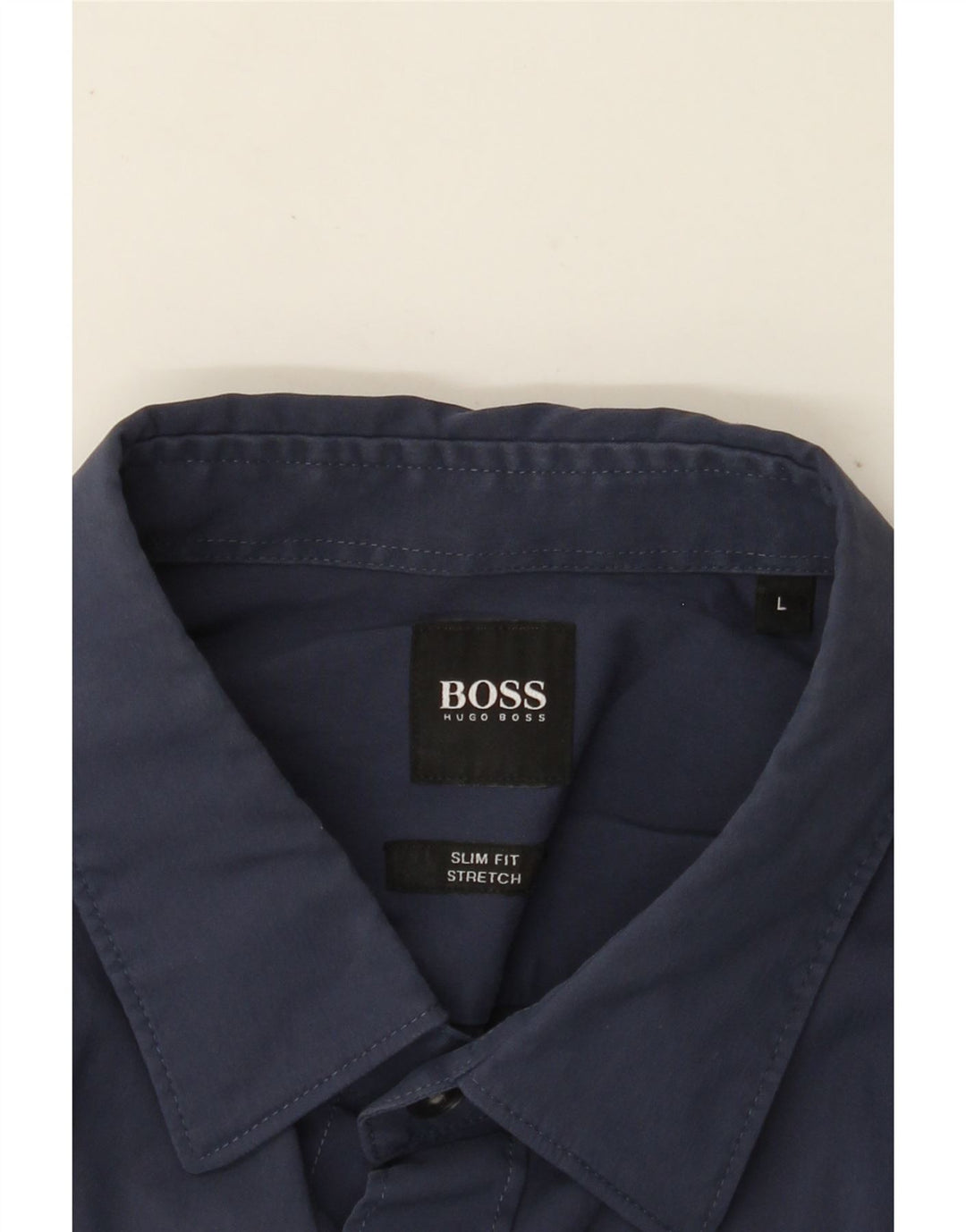 HUGO BOSS Herre Slim Fit Skjorte Large Navy Blue