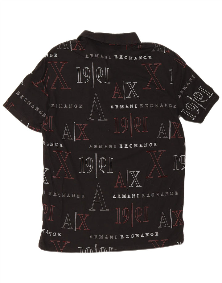 Armani Exchange Herre grafisk poloshirt Lille sort bomuld