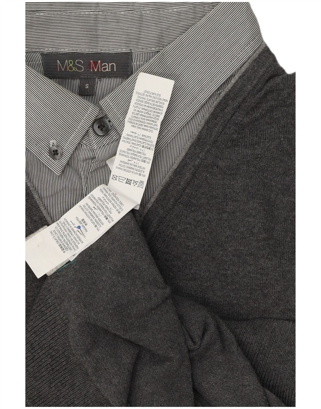 Marks & Spencer Herre polo-hals sweater lille grå bomuld