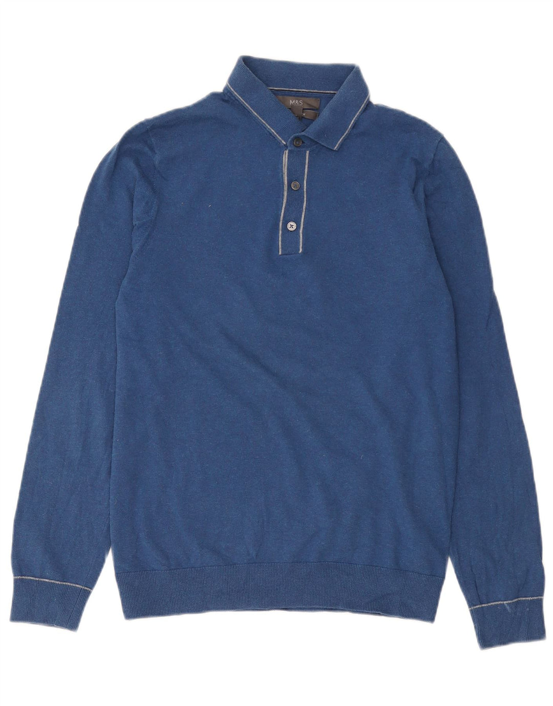Marks & Spencer Herre Polo Neck sweater lille blå bomuld