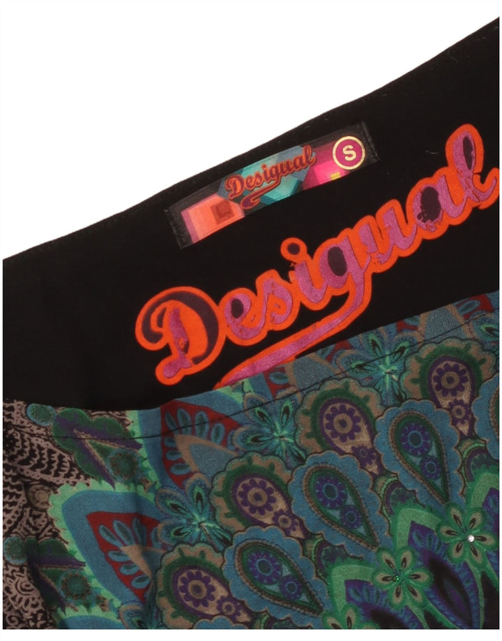 Desigual Dame Grafisk Bluse Top UK 10 Small Black Floral