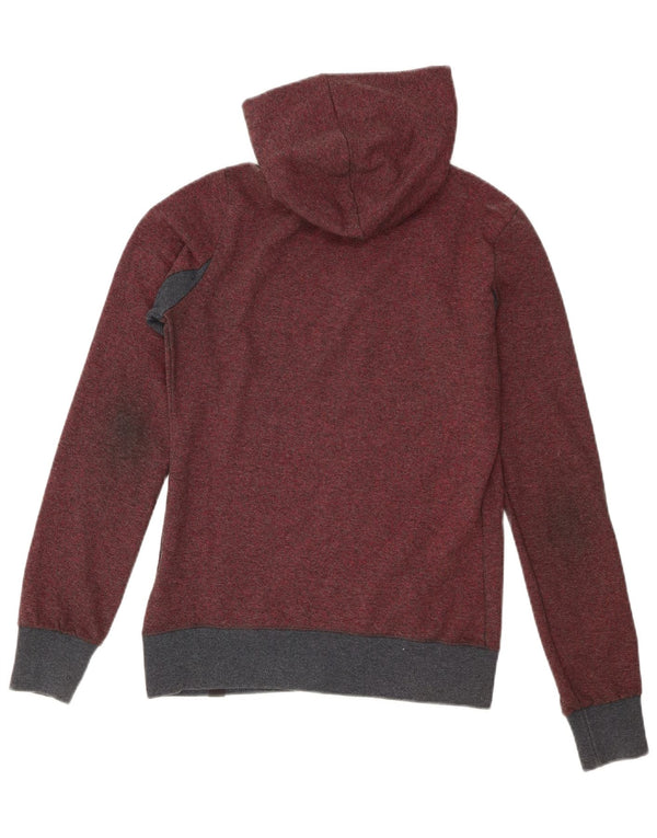 Converse Womens Zip Hoodie Sweater UK 12 Medium Burgundy Colourblock
