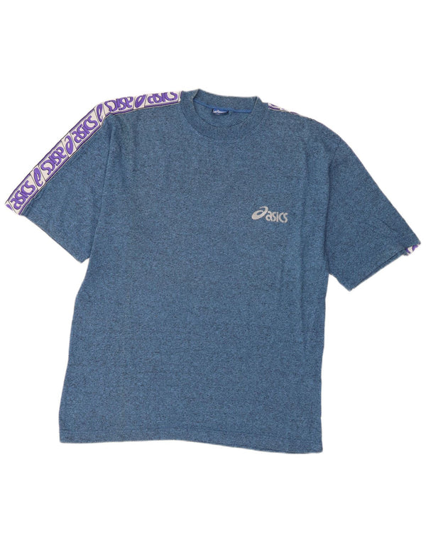 Asics Herre Grafisk T-Shirt Top XL Blå Flecked Bomuld