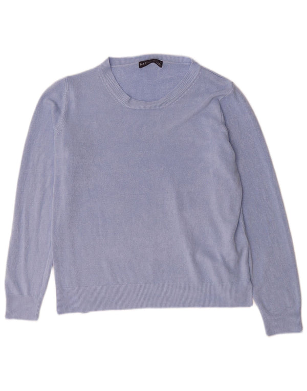 Marks & Spencer Dame Boat Neck Jumper Sweater UK 16 Large Blue Acryl