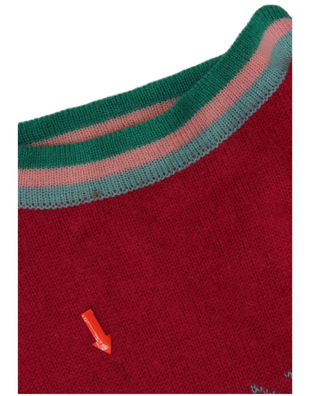 Vintage dame sweater med rund hals IT 46 stor pink geometrisk